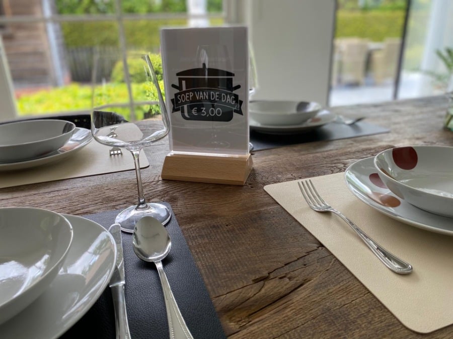 Plexi menuhouder met houten (beuk) voet - Afbeelding 5