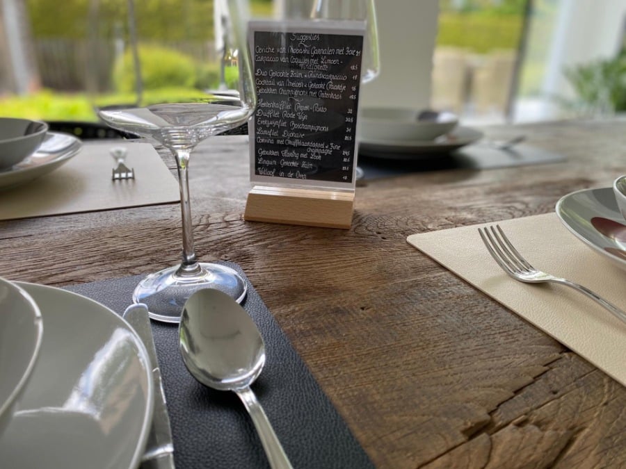 Plexi menuhouder met houten (beuk) voet - Afbeelding 3