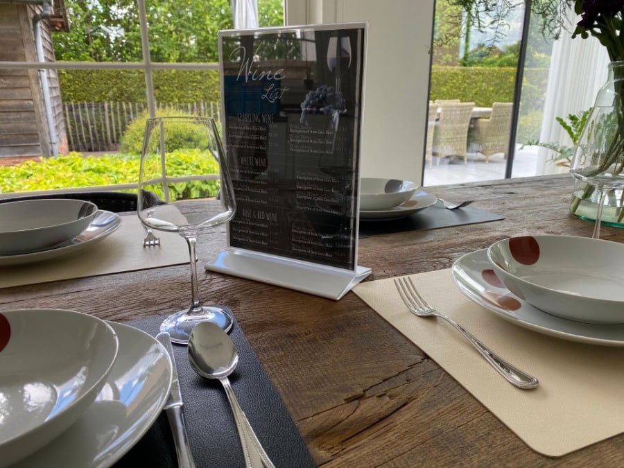 Plexi menuhouder met witte kunststof voet - Afbeelding 7