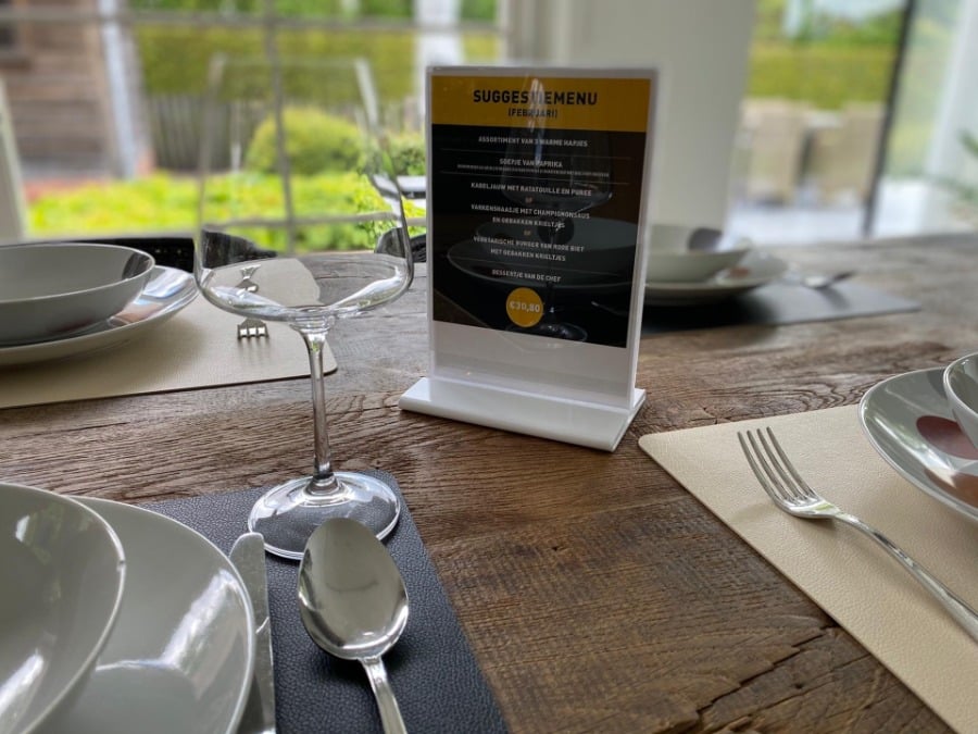 Plexi menuhouder met witte kunststof voet - Afbeelding 5