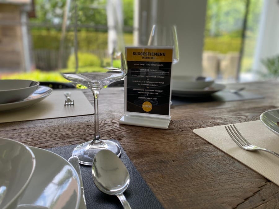 Plexi menuhouder met witte kunststof voet - Afbeelding 3